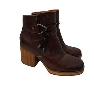 Korks Mertle Boots Womens 8.5 M Brown Leather Block Heel Side Zip Ankle Booties